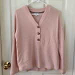J.Jill Pink Waffle Knit Henley Pullover V-neck Sweater Photo 0
