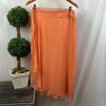 Ralph Lauren Black Label 100% Silk Coral Orange Wrap Maxi Skirt 4 Photo 2
