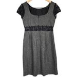 J.Crew ‎ Tweed Lace Trim Sheath Dress Gray Black Short Sleeve Women 2 Wool Blend Photo 1