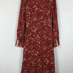 Free People NWT Covent Garden Orange Rust Floral Ruffle Midi Dress Size 12 Photo 14