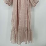 Anthropologie  Soft Pale Pink Textured Puff Sleeve Baby Doll Midi Dress size XS Photo 9