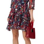 SALONI Printed Colorful Tilly Ruffle Button front Mini Dress size 6 Red Photo 0
