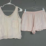 Victoria's Secret Victoria’s Secrets Vintage Gold Label Pink White Stripe Pajama Set Medium Photo 0