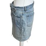ALLSAINTS Denim Mini Skirt Bette Buckle Raw Hem Belted Blue Women’s Size US 6 Photo 3