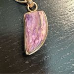 Vintage Sterling Silver Charoite Pendant w/24" Italian SS Snake Chain Purple Photo 4