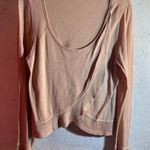 Moth Sweater Scoop neck lightweight crochet sleeve details ballet core Tan L Size L Photo 0