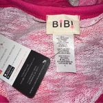 BiBi Pink Orange Tan Striped semi sheer sweater 3 button Large NWT Photo 3