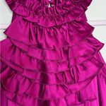INC Magenta Stretch Silk Ruffle Black Ponte Knit Sheath Dress Party US 14 Purple Photo 10