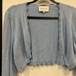 Pink Rose Light Blue Dainty Cropped Cardigan Size Large Preppy Twee Cottage Photo 1