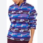 Patagonia Fleece Jacket Women M Purple Blue Synchilla Snap-T Aztec Geometric Photo 4