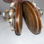 Italian Shoemakers  Size 8 Slide On Floral Flat Sandals Leather Brown Tan Photo 8