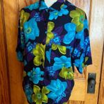 Vintage 90s bright floral top Blue Size L Photo 5