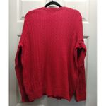 kim rogers  Size XL Cable Knit V-Neck Cotton Thin Sweater Red Classic Pullover Photo 2