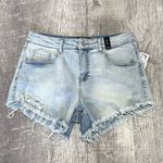 Akira Flex Fit Cutoff Light Denim Short Womens L (30X3.5) High Waist Stretch Photo 0