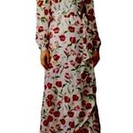 byTiMo Women's Size Large Tulip Print Wrap Maxi Dress White Pink Orange Viscose Photo 0