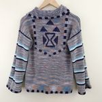 Vintage 60s 70s acrylic striped southwestern Western Cowichan sweater womens M L Blue Size M Photo 7