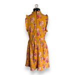 Xhilaration Womens Dress Sz S Mustard Yellow Gold Pink Floral Roses NEW Ruffles Photo 4