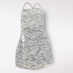 J.O.A. Dress‎ Women’s Small Blue White Zebra Print Lace Up Back Mini Photo 4