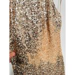 Badgley Mischka Gold High Neckline Sleeveless Sequin FLAWED Maxi Dress sz 2 Photo 4