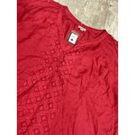 Avenue  Women's Red Solid V-Neck Long‎ Sleeve Pullover Blouse Size 22/24 C-0086 Photo 3