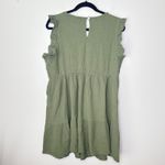 Indigo Rose 2X Gauzy Crinkle Cotton Ruffle Sleeve Tiered Dress Olive Green Photo 3
