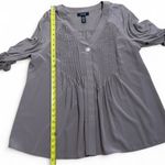 Style & Co . Gray 3/4 Sleeve Pleated‎ Blouse Photo 2