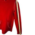 Ann Taylor  LOFT‎ Hoodie Sweater Knit Pullover Red White Stitch Small Cottagecore Photo 6