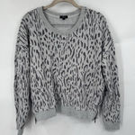 Rails  Marlo Cheetah Zip Side Sweatshirt Women‎ Large Silver Casual Bohemian Photo 0