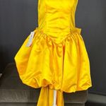 Short Yellow Strapless Homecoming Prom Dress Corset Back Bow Puffy Skirt Size M Yellow Size M Photo 0