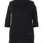 Milly Vintage Dark Grey Black Virgin Wool Sweater Knit Dress Zipper Back Size S Photo 0