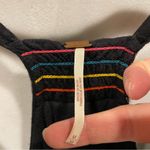 Free People  deep V black embroidered mini dress silver braided double straps Photo 6