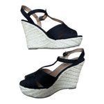 Candie's Black Wedge Sandals with Ankle Strap Photo 3