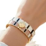 Spartina 449  Daufuskie Island hinged bangle bracelet Gold Black White Red Photo 0