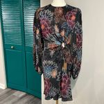 Farm Rio  NWT Sparkle Flowers Black Satin Mini Dress - small ($225) Photo 5
