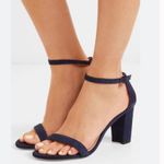 Stuart Weitzman Nearlynude Navy Blue Suede Heels with Dust Bag Size 7 Photo 1