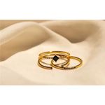 Boutique NEW‎ Women's Dainty 14k Gold Plated S925 Black Melee Diamond Ring Size 7 Photo 12