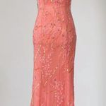 Ethereal Fairy Coquette Floral Beaded Silk Mermaid Long Formal Prom Dress Gown S Pink Photo 0