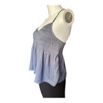 AE Smocked summer top medium silky look satin cami slate blue American Eagle​ Photo 5