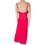 By Betsy Vintage 70s Red Black Sheer Lace Corset Lace Up Bustier Maxi Slip Dress Size L Photo 4