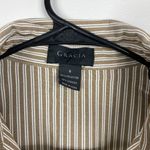 Gracia Brown and White Striped Peplum Button-Up Blouse Photo 5