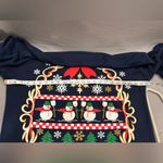 Vintage mock neck Christmas sweater long sleeve size m/l ugly Christmas granny Blue Size L Photo 4