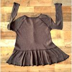 Very J Henley Waffle Knit Top Medium Brown Raglan Sleeves Snaps Tiered … Photo 6