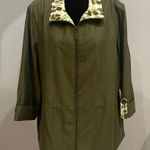 Allison Daley  Olive Jacket with Patterned Collar Photo 0