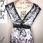 Hazel Empire Waist V Neck Crocheted Lace Trim Pattern Cream & Black Dress Size S Photo 6