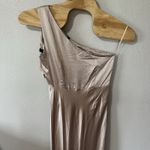 Asos Six Stories Bridesmaids One Shoulder Satin Maxi Dress Champagne Size US 10 Tan Photo 6