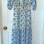 Love Colette Off The Shoulder Maxi Dress Blue White Floral Womens Size Medium Photo 0