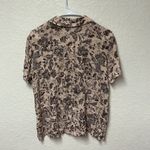Mystree  Floral Print Button Down Short Sleeve Blouse 
Size Large Photo 9