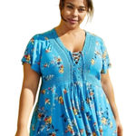 Torrid Babydoll Crinkle Gauze Crochet Lace-Up Top Sz L Resort Wear Beach Casual Photo 0