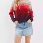American Eagle New Ombre Stripe Mock Neck Cozy Knit Sweater Red Navy Size XS Photo 7