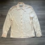 St. John Collection Cream Gold Long Sleeve Silk Button Down SJ Print Top Size 2 Photo 0